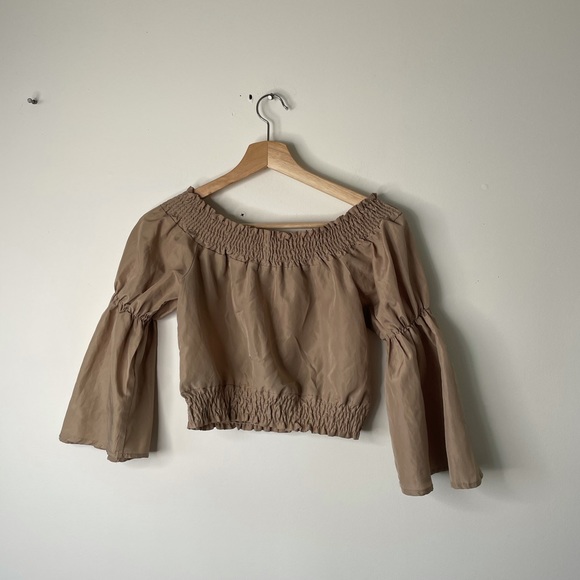 Boohoo brown crop top boho long sleeve 2 - Picture 8 of 10